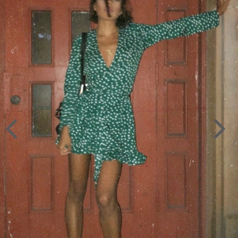 verge girl emerald green wrap dress